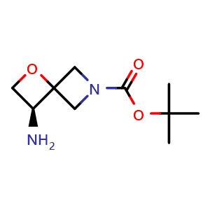Chemical structure of tert-butyl (3S)-3-amino-1-oxa-6-azaspiro[3.3]heptane-6-carboxylate , CAS 2306245-34-9, AChemBlock S84748