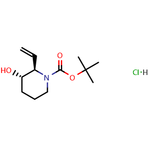 Chemical structure of tert-butyl (2R,3S)-3-hydroxy-2-vinyl-piperidine-1-carboxylate hydrochloride , AChemBlock S84795