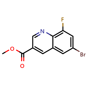 Chemical structure of methyl 6-bromo-8-fluoro-quinoline-3-carboxylate , CAS 2306278-42-0, AChemBlock S84895