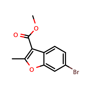 Chemical structure of methyl 6-bromo-2-methyl-benzofuran-3-carboxylate , CAS 2306270-67-5, AChemBlock S84896