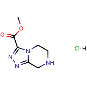 Chemical structure of methyl 5H,6H,7H,8H-[1,2,4]triazolo[4,3-a]pyrazine-3-carboxylate hydrochloride , CAS 2306269-76-9, AChemBlock S84905
