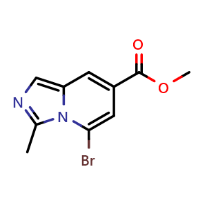 Chemical structure of methyl 5-bromo-3-methyl-imidazo[1,5-a]pyridine-7-carboxylate , CAS 2306278-19-1, AChemBlock S84908