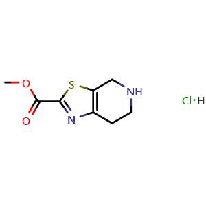 Chemical structure of methyl 4H,5H,6H,7H-[1,3]thiazolo[5,4-c]pyridine-2-carboxylate hydrochloride , CAS 2306275-54-5, AChemBlock S84914