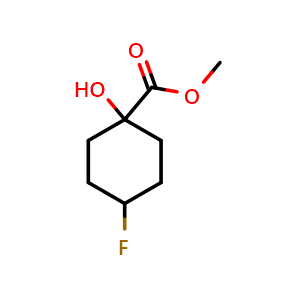 Chemical structure of methyl 4-fluoro-1-hydroxy-cyclohexanecarboxylate , CAS 2306269-28-1, AChemBlock S84916