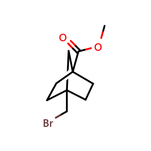 Chemical structure of methyl 4-(bromomethyl)norbornane-1-carboxylate , CAS 2375194-23-1, AChemBlock S84926