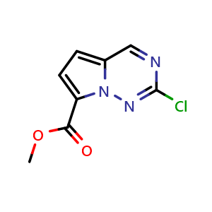 Chemical structure of methyl 2-chloropyrrolo[2,1-f][1,2,4]triazine-7-carboxylate , CAS 2306269-11-2, AChemBlock S84937