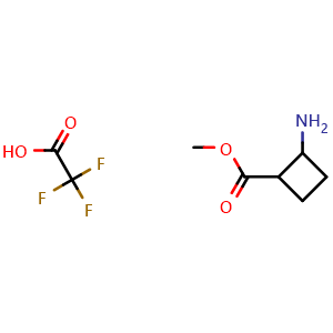 Chemical structure of methyl 2-aminocyclobutane-1-carboxylate; trifluoroacetic acid , CAS 2306276-25-3, AChemBlock S84939