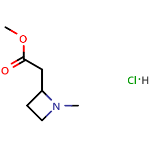 Chemical structure of methyl 2-(1-methylazetidin-2-yl)acetate;hydrochloride , CAS 2375194-46-8, AChemBlock S84955