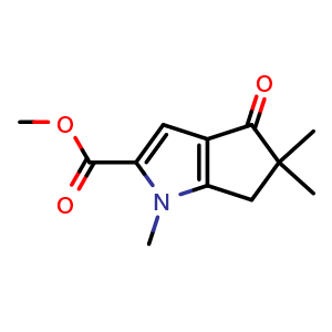 Chemical structure of methyl 1,5,5-trimethyl-4-oxo-1H,4H,5H,6H-cyclopenta[b]pyrrole-2-carboxylate , CAS 2306269-65-6, AChemBlock S84961