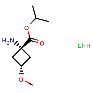 Chemical structure of isopropyl trans-1-amino-3-methoxycyclobutanecarboxylate hydrochloride , CAS 2375165-20-9, AChemBlock S84998
