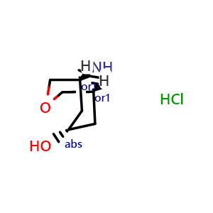 Chemical structure of exo-3-oxa-9-azabicyclo[3.3.1]nonan-7-ol hydrochloride , CAS 2808073-66-5, AChemBlock S85008