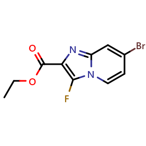 Chemical structure of ethyl 7-bromo-3-fluoro-imidazo[1,2-a]pyridine-2-carboxylate , CAS 2306263-38-5, AChemBlock S85023
