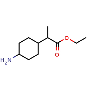 Chemical structure of ethyl 2-(4-aminocyclohexyl)propanoate , CAS 2306268-53-9, AChemBlock S85043