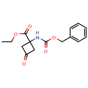 Chemical structure of ethyl 1-(benzyloxycarbonylamino)-3-oxo-cyclobutanecarboxylate , CAS 2306274-66-6, AChemBlock S85047