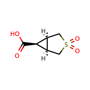 Chemical structure of (1R,5S,6r)-3-thiabicyclo[3.1.0]hexane-6-carboxylic acid 3,3-dioxide , AChemBlock S85066