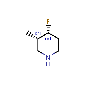 Chemical structure of cis-4-fluoro-3-methyl-piperidine , CAS 2375165-46-9, AChemBlock S85082