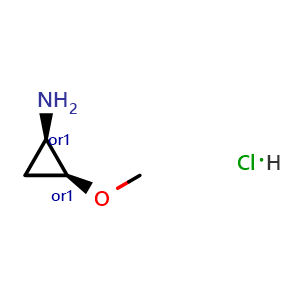 Chemical structure of cis-2-methoxycyclopropanamine hydrochloride , CAS 2306254-33-9, AChemBlock S85091