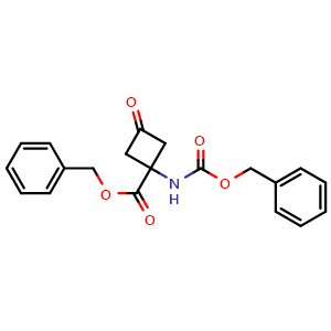 Chemical structure of benzyl 1-(benzyloxycarbonylamino)-3-oxo-cyclobutanecarboxylate , CAS 2306271-09-8, AChemBlock S85136