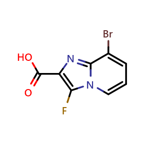 Chemical structure of 8-bromo-3-fluoro-imidazo[1,2-a]pyridine-2-carboxylic acid , CAS 2306276-04-8, AChemBlock S85176
