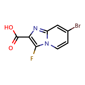 Chemical structure of 7-bromo-3-fluoro-imidazo[1,2-a]pyridine-2-carboxylic acid , CAS 2306271-90-7, AChemBlock S85204