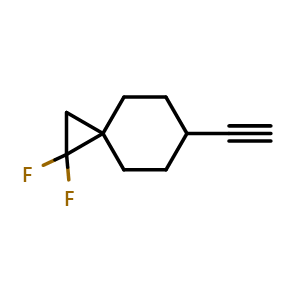Chemical structure of 6-ethynyl-2,2-difluoro-spiro[2.5]octane , CAS 2306272-57-9, AChemBlock S85240