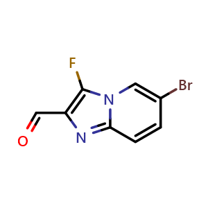 Chemical structure of 6-bromo-3-fluoro-imidazo[1,2-a]pyridine-2-carbaldehyde , CAS 2248413-06-9, AChemBlock S85259