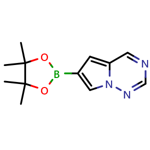 Chemical structure of 6-(4,4,5,5-tetramethyl-1,3,2-dioxaborolan-2-yl)pyrrolo[2,1-f][1,2,4]triazine , AChemBlock S85274