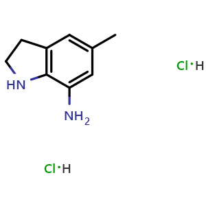 Chemical structure of 5-methylindolin-7-amine dihydrochloride , CAS 2306272-04-6, AChemBlock S85291