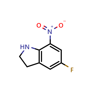 Chemical structure of 5-fluoro-7-nitro-indoline , CAS 2306278-45-3, AChemBlock S85298