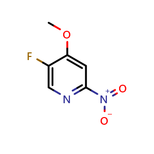 Chemical structure of 5-fluoro-4-methoxy-2-nitro-pyridine , CAS 2306270-56-2, AChemBlock S85299