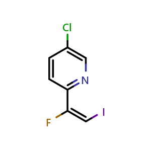 Chemical structure of 5-chloro-2-[(E)-1-fluoro-2-iodo-vinyl]pyridine , CAS 2306281-18-3, AChemBlock S85313