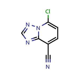 Chemical structure of 5-chloro-[1,2,4]triazolo[1,5-a]pyridine-8-carbonitrile , CAS 2306268-86-8, AChemBlock S85315