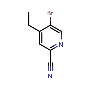Chemical structure of 5-bromo-4-ethyl-pyridine-2-carbonitrile , CAS 2306274-63-3, AChemBlock S85324