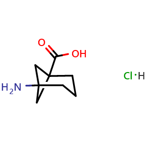 Chemical structure of 5-aminonorpinane-1-carboxylic acid;hydrochloride , CAS 2375193-32-9, AChemBlock S85340