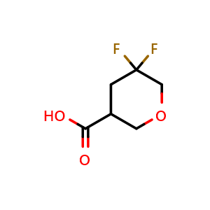 Chemical structure of 5,5-difluorotetrahydropyran-3-carboxylic acid , CAS 2306269-26-9, AChemBlock S85350
