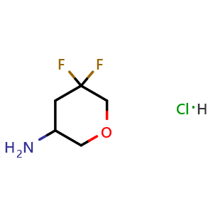 Chemical structure of 5,5-difluorotetrahydropyran-3-amine;hydrochloride , CAS 2306275-99-8, AChemBlock S85351
