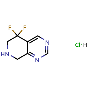 Chemical structure of 5,5-difluoro-5H,6H,7H,8H-pyrido[3,4-d]pyrimidine hydrochloride , CAS 2306261-61-8, AChemBlock S85352