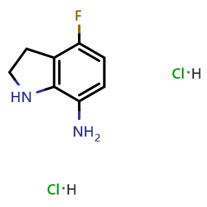 Chemical structure of 4-fluoroindolin-7-amine dihydrochloride , CAS 2306274-49-5, AChemBlock S85375