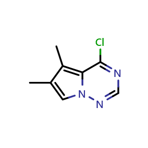 Chemical structure of 4-chloro-5,6-dimethylpyrrolo[2,1-f][1,2,4]triazine , CAS 2306272-36-4, AChemBlock S85394