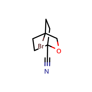 Chemical structure of 4-bromo-2-oxabicyclo[2.2.2]octane-1-carbonitrile , CAS 2375196-06-6, AChemBlock S85405