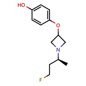 Chemical structure of 4-[1-[(1S)-3-fluoro-1-methyl-propyl]azetidin-3-yl]oxyphenol , CAS 2375164-99-9, AChemBlock S85409