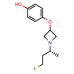Chemical structure of 4-[1-[(1R)-3-fluoro-1-methyl-propyl]azetidin-3-yl]oxyphenol , CAS 2375165-07-2, AChemBlock S85410