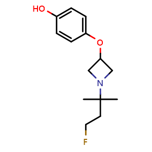 Chemical structure of 4-[1-(3-fluoro-1,1-dimethyl-propyl)azetidin-3-yl]oxyphenol , CAS 2375194-09-3, AChemBlock S85412