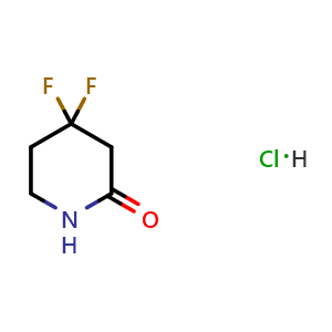Chemical structure of 4,4-difluoropiperidin-2-one hydrochloride , CAS 2306272-70-6, AChemBlock S85418