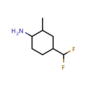 Chemical structure of 4-(difluoromethyl)-2-methyl-cyclohexanamine , CAS 2306268-56-2, AChemBlock S85431