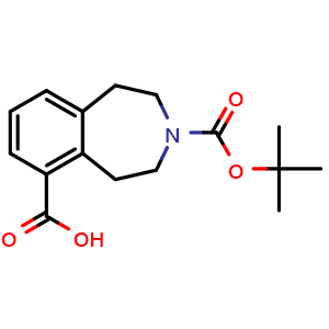 Chemical structure of 3-tert-butoxycarbonyl-1,2,4,5-tetrahydro-3-benzazepine-6-carboxylic acid , CAS 2306268-65-3, AChemBlock S85441