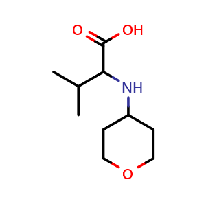 Chemical structure of 3-methyl-2-[(oxan-4-yl)amino]butanoic acid , CAS 1486617-40-6, AChemBlock S85452