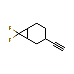Chemical structure of 3-ethynyl-7,7-difluoro-norcarane , CAS 2306269-54-3, AChemBlock S85459
