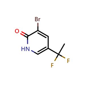 Chemical structure of 3-bromo-5-(1,1-difluoroethyl)-1H-pyridin-2-one , CAS 1297610-60-6, AChemBlock S85470