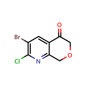 Chemical structure of 3-bromo-2-chloro-8H-pyrano[3,4-b]pyridin-5-one , CAS 2306276-90-2, AChemBlock S85472